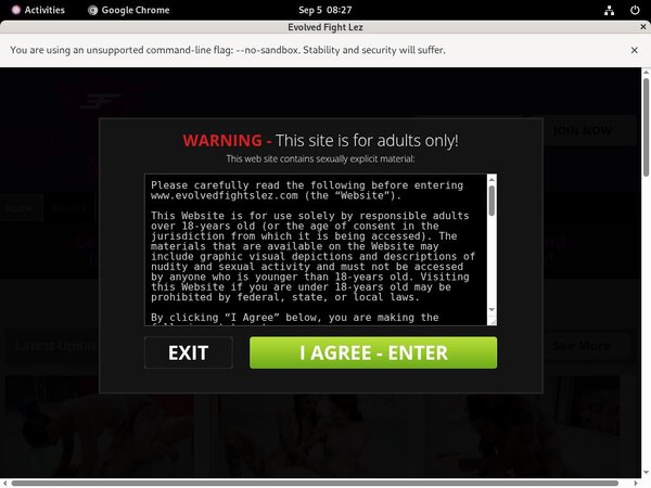 Evolvedfightslez.com Website Password
